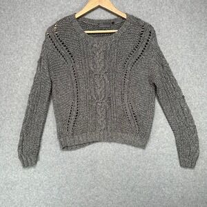 Vince Cable Knit Sweater Grey Cotton Acrylic‎ Long Sleeve Crew Neck XS